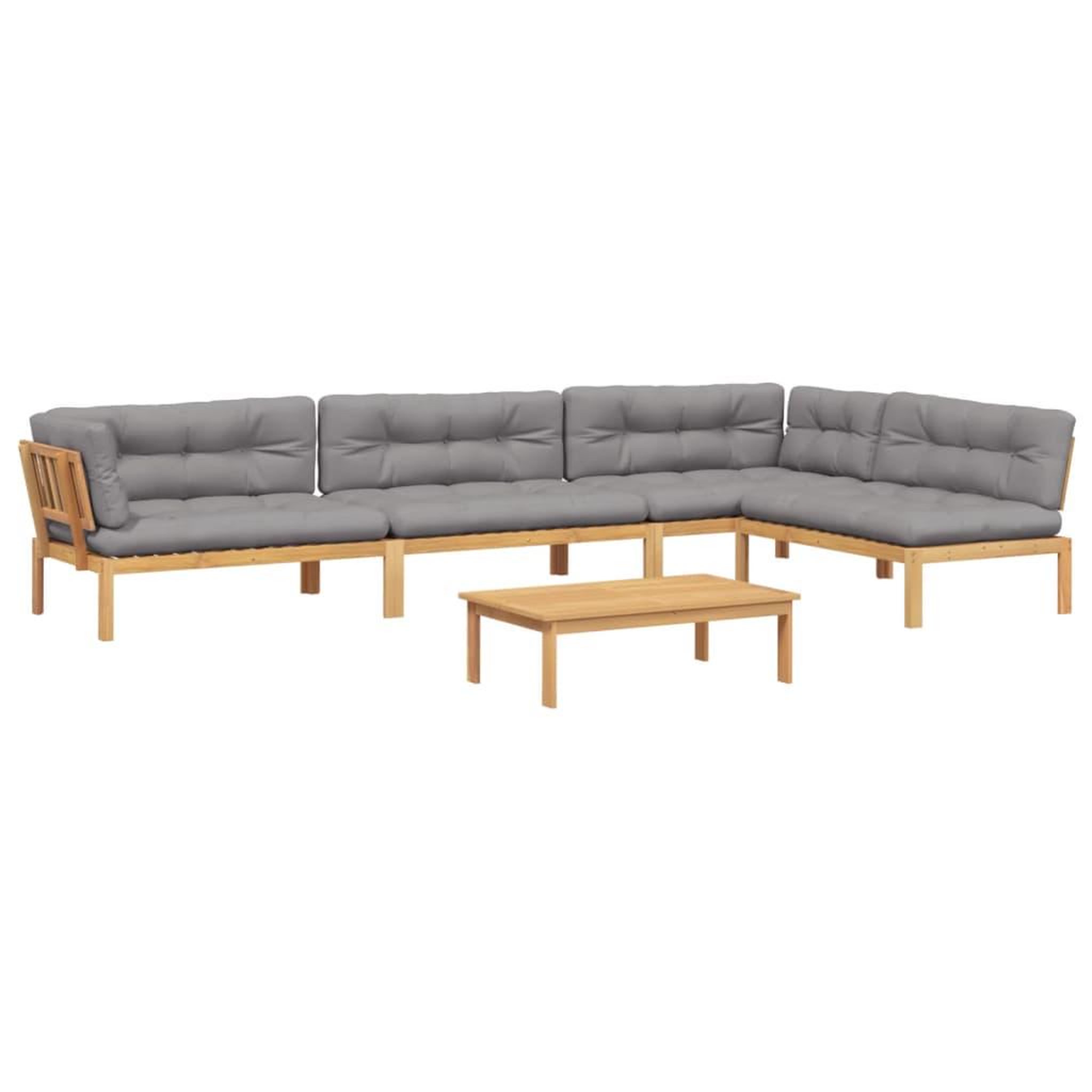 Voir la diapositive 2 : VIDAXL Salon palette de jardin avec coussins 5pcs bois d'acacia massif