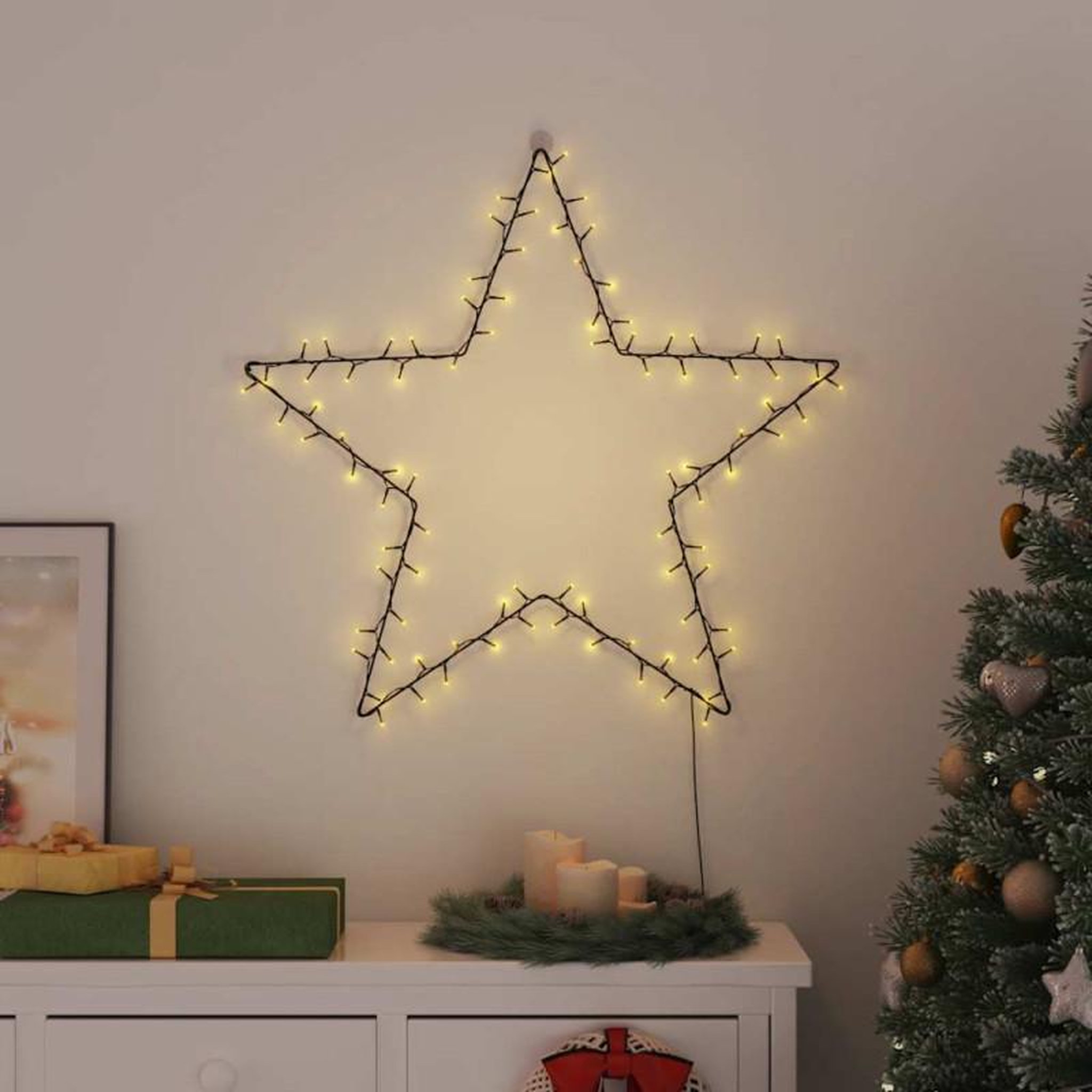 Voir la diapositive 2 : VIDAXL Lumières de Noël silhouette d étoile 115 LED blanc chaud