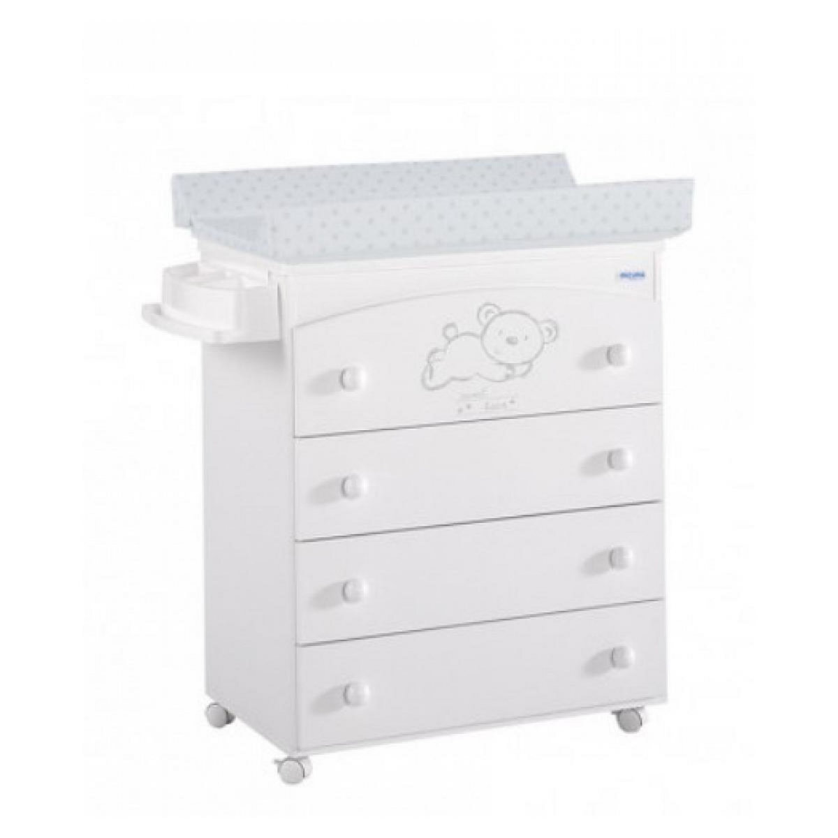 MICUNA Commode à langer avec baignoire B-970 Sweet Bear Blanc Etoiles Gris