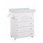 MICUNA Commode à langer avec baignoire B-970 Sweet Bear Blanc Etoiles Gris