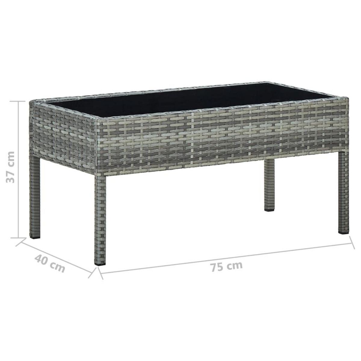 VIDAXL Table de jardin Gris 75x40x37 cm Resine tressee