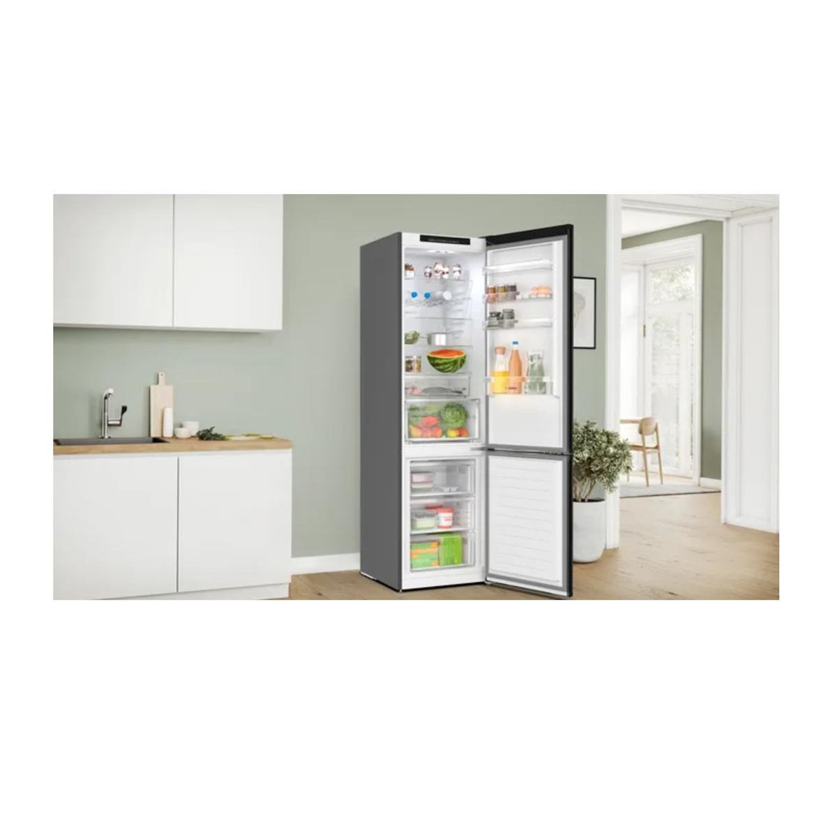 BOSCH Réfrigérateur combiné 60cm 363l acier brossé noir - KGN392XCF
