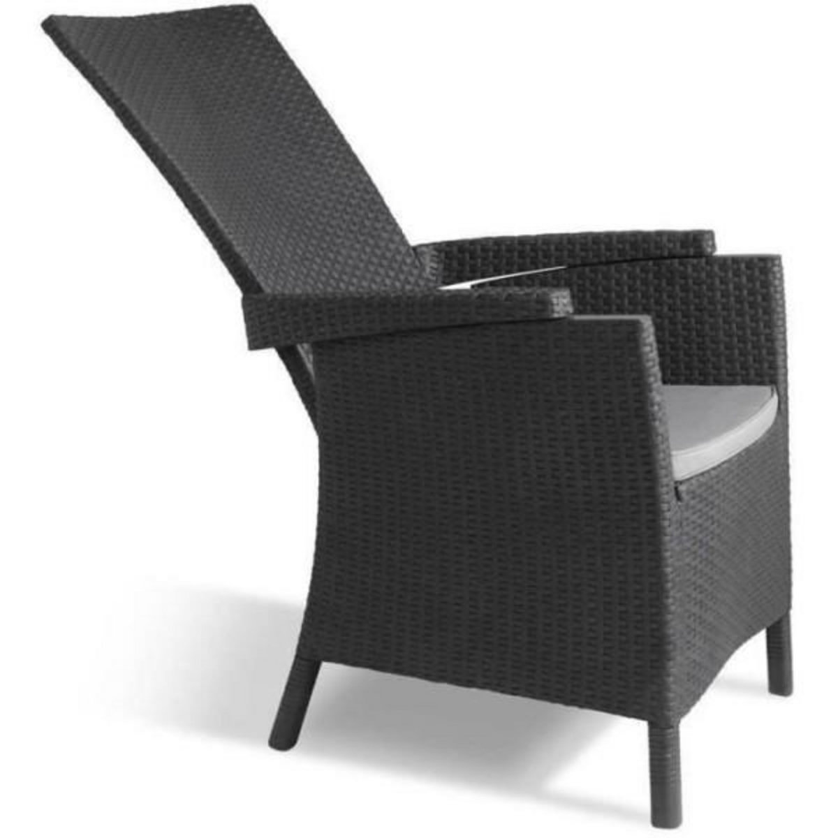 ALLIBERT BATH & DESIGN Fauteuil de jardin - Allibert by KETER - VERMONT - Résine imitation rotin tressé - Coloris : gris graphite - Dossier inclinabl