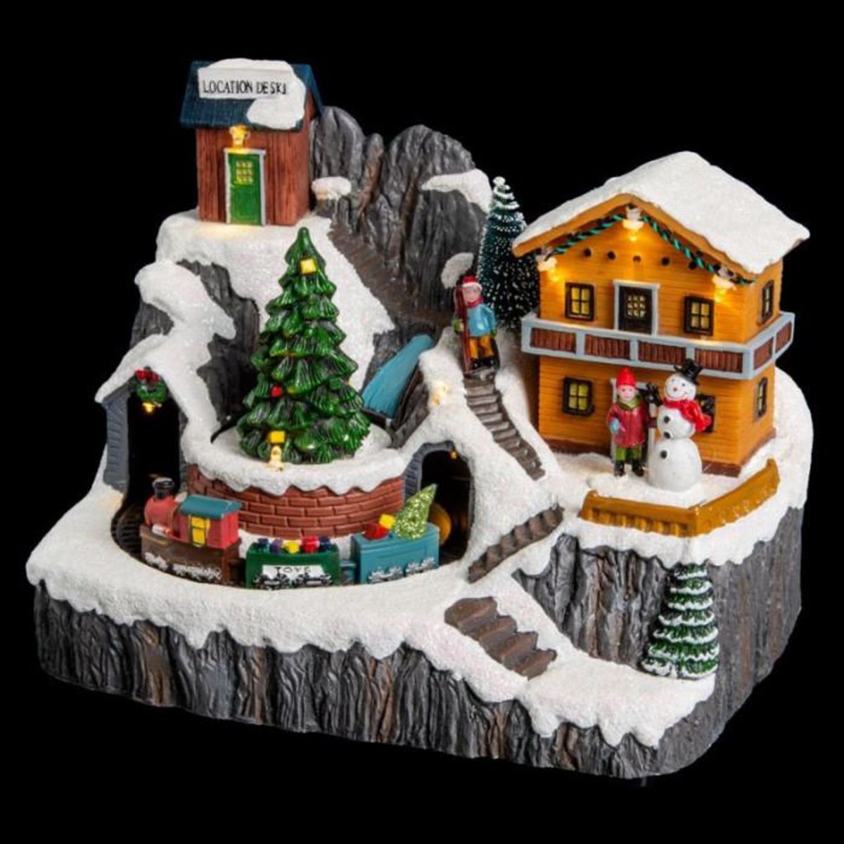 FEERIC LIGHT & CHRISTMAS Village de Noël Chalet  Montagne  23cm Multicolore