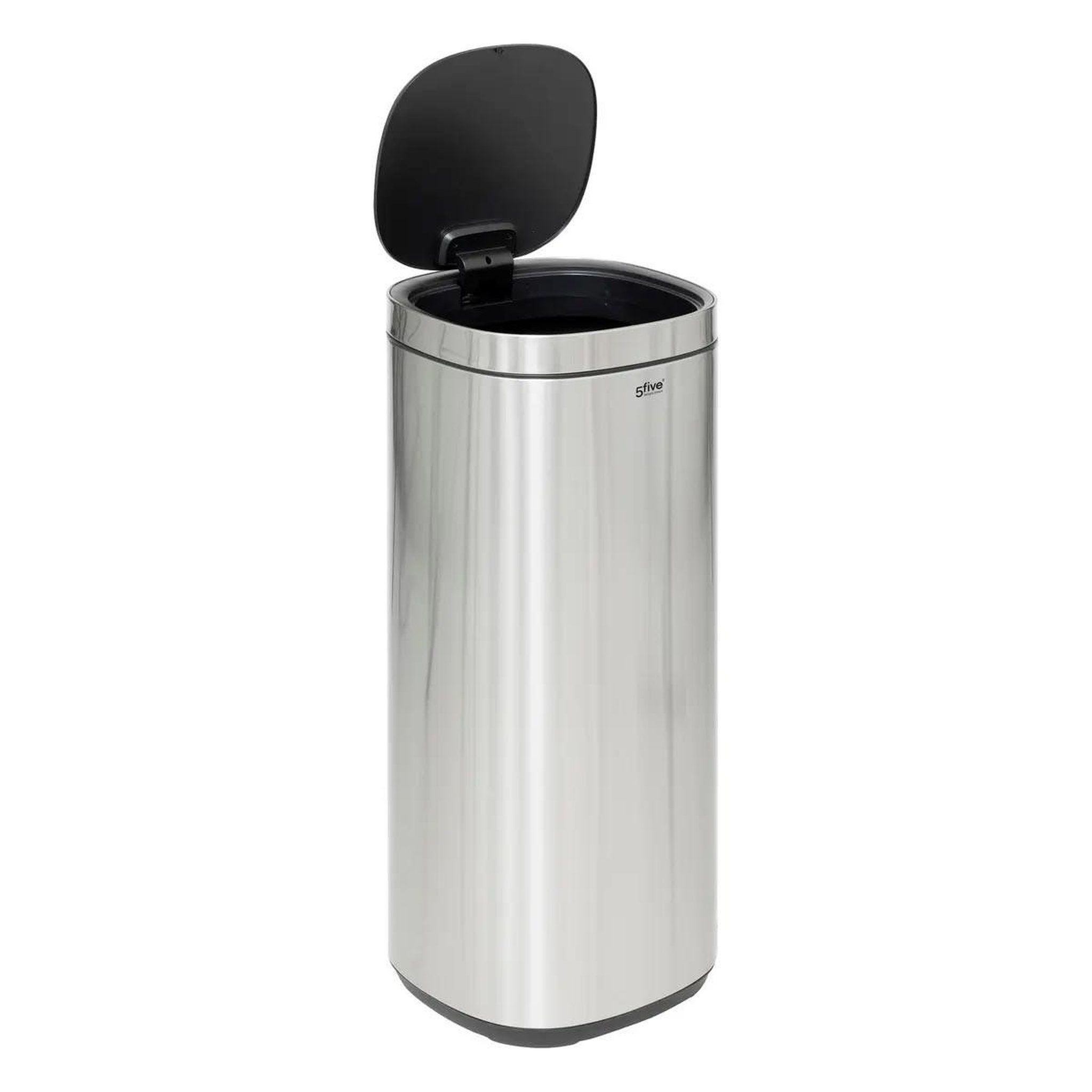 Voir la diapositive 2 : FIVE Poubelle de cuisine ouverture pression  inox  50l argent