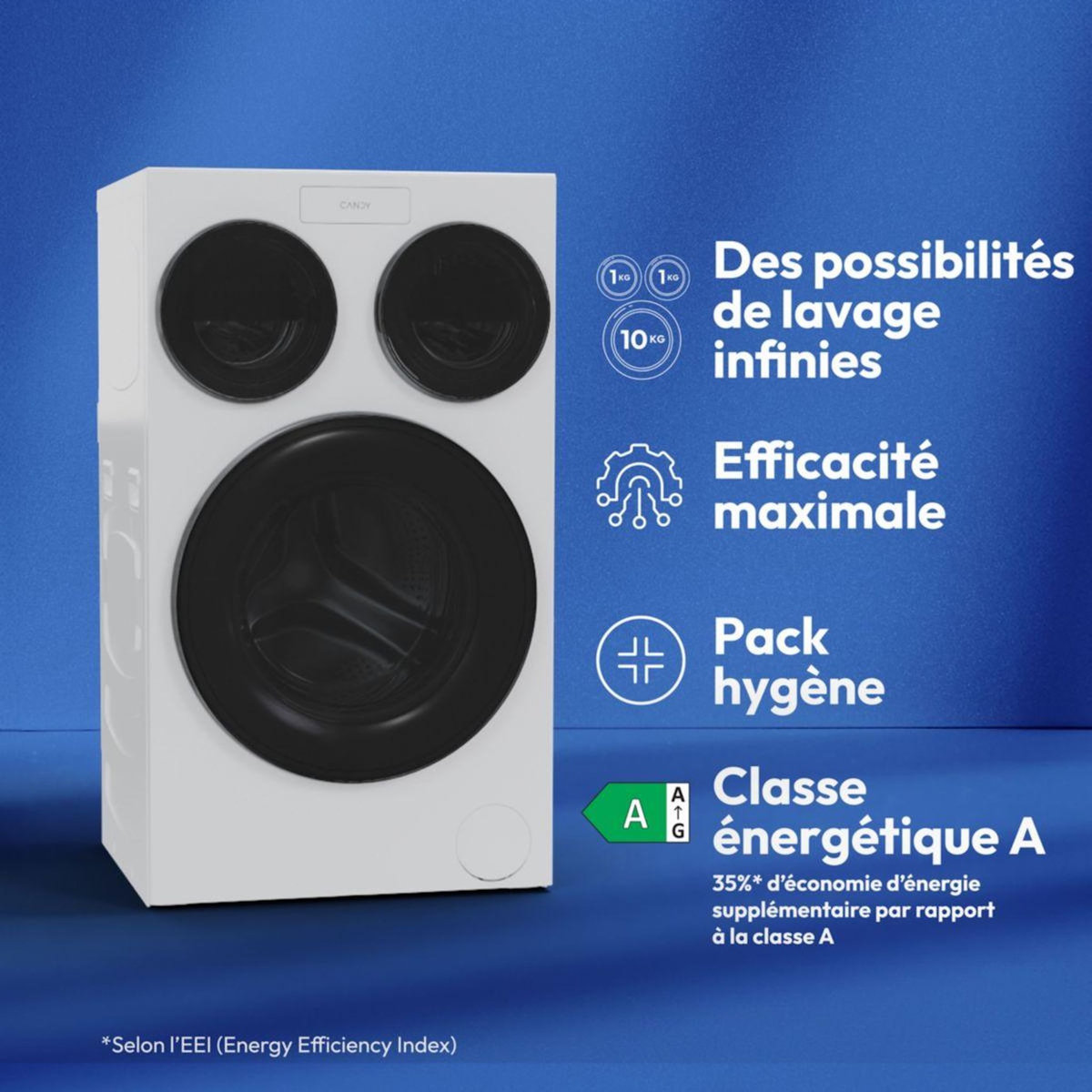 Candy Lave linge hublot MQD 410CBL9-47 Multiwash 3 tambours
