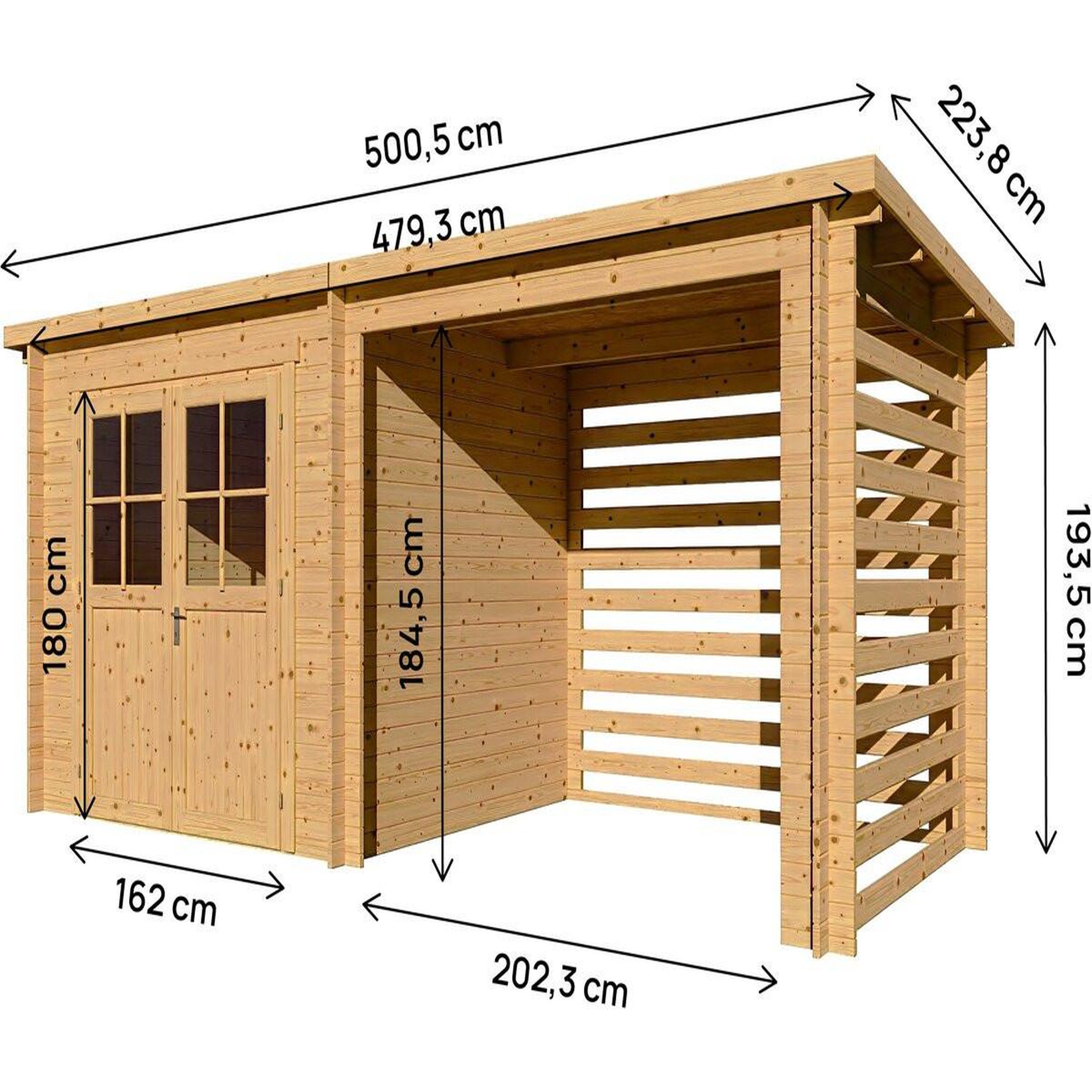 Voir la diapositive 3 : Habitat et Jardin Abri de jardin bois avec appentis  aureval  - 11m² - 2.24 x 5.01 x 2.07 m - 28 mm