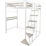 Voir la diapositive 1 : Habitat et Jardin Lit mezzanine en métal avec escalier  LENA  - 140 x 190 cm - Blanc