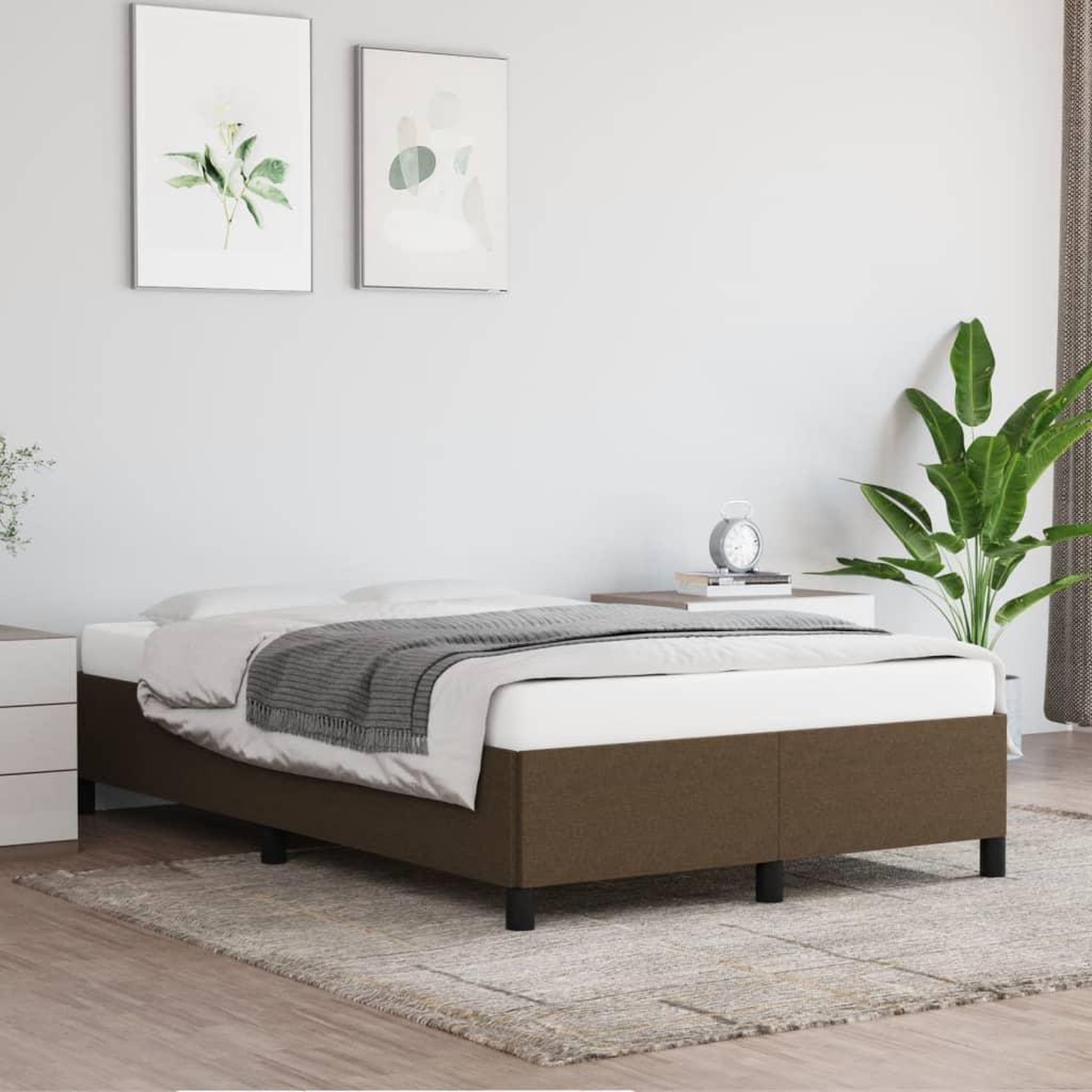 VIDAXL Cadre de lit sans matelas marron fonce 120x190 cm tissu
