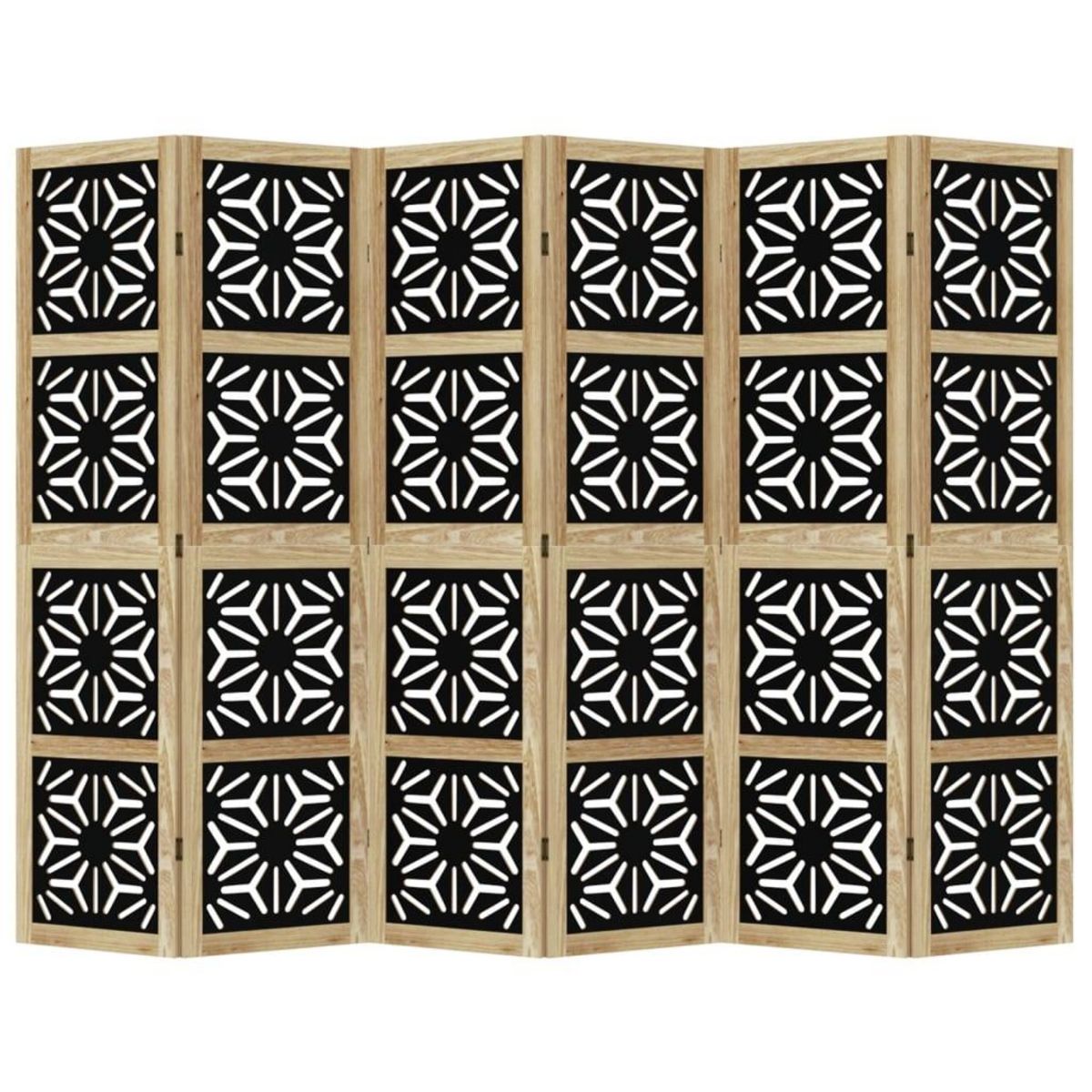 VIDAXL Cloison de separation 6 panneaux marron noir paulownia massif