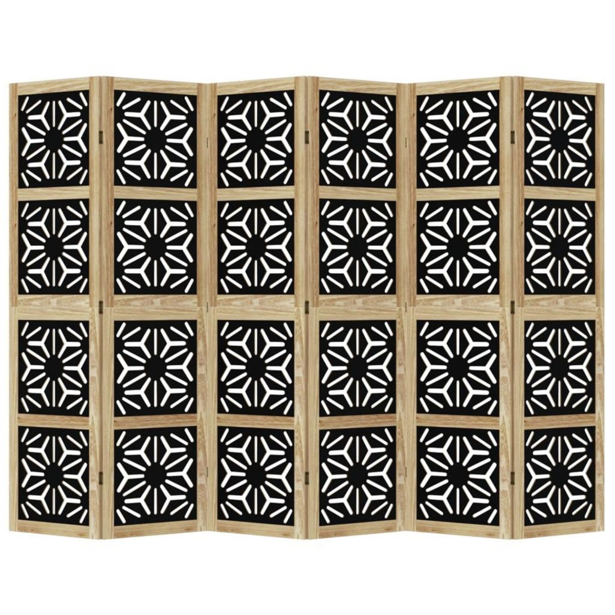 VIDAXL Cloison de separation 6 panneaux marron noir paulownia massif