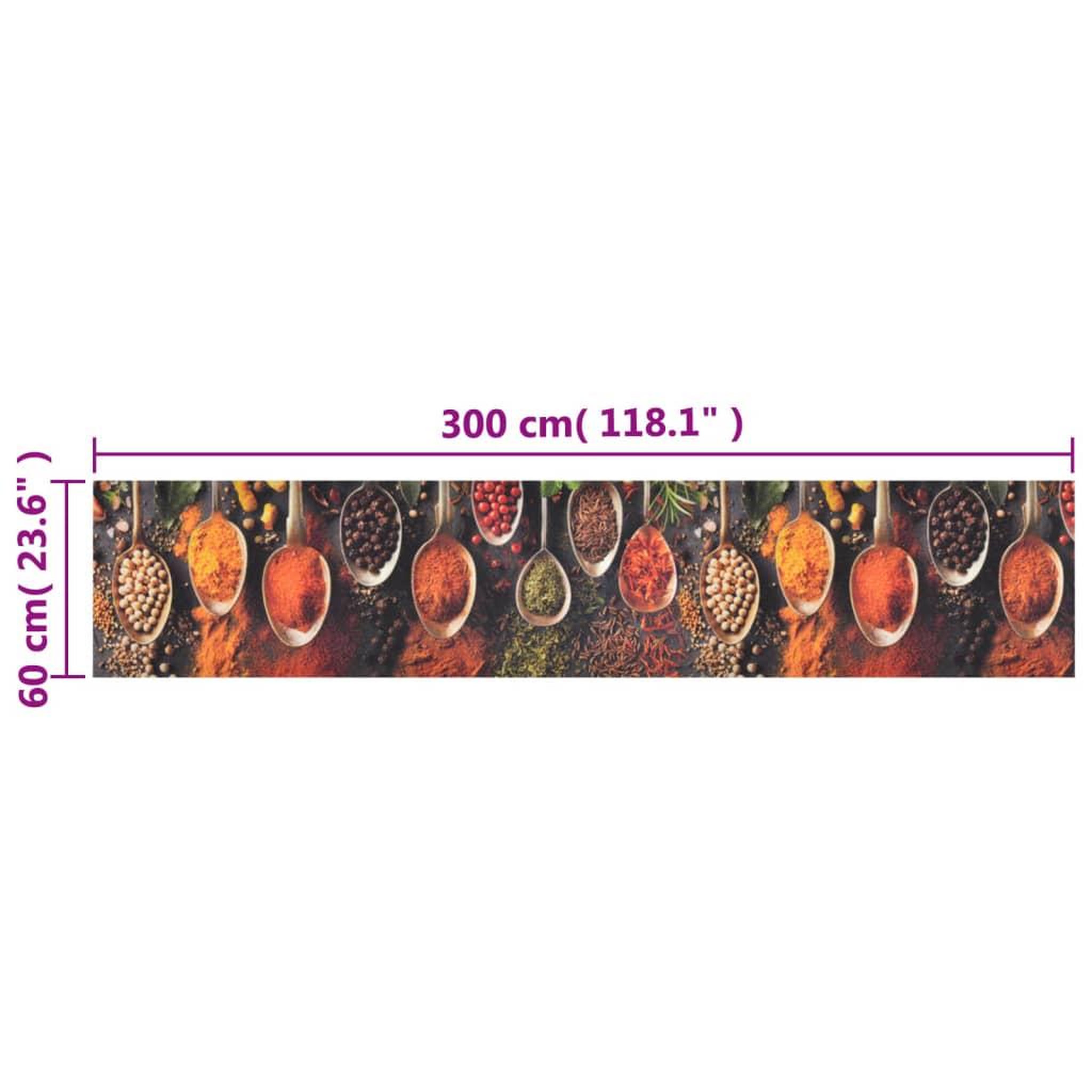 Voir la diapositive 6 : VIDAXL Tapis de cuisine lavable impression cuillere epices 60x300 cm