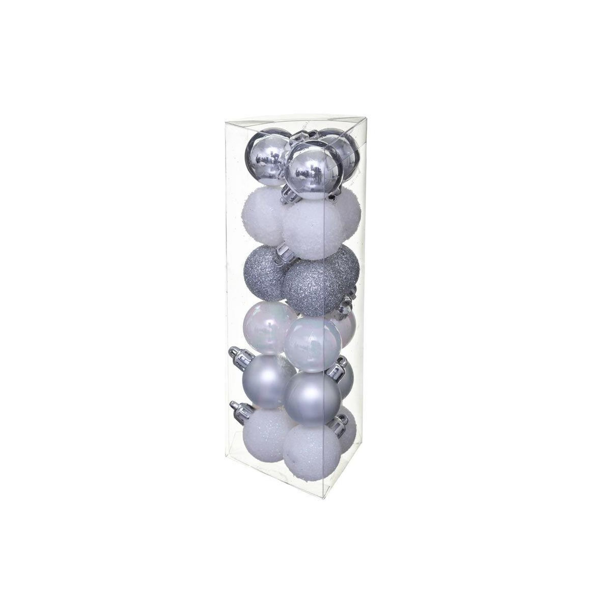 FEERIC LIGHT & CHRISTMAS Lot de 18 Boules de Noël  Colorama  3cm Argent & Blanc