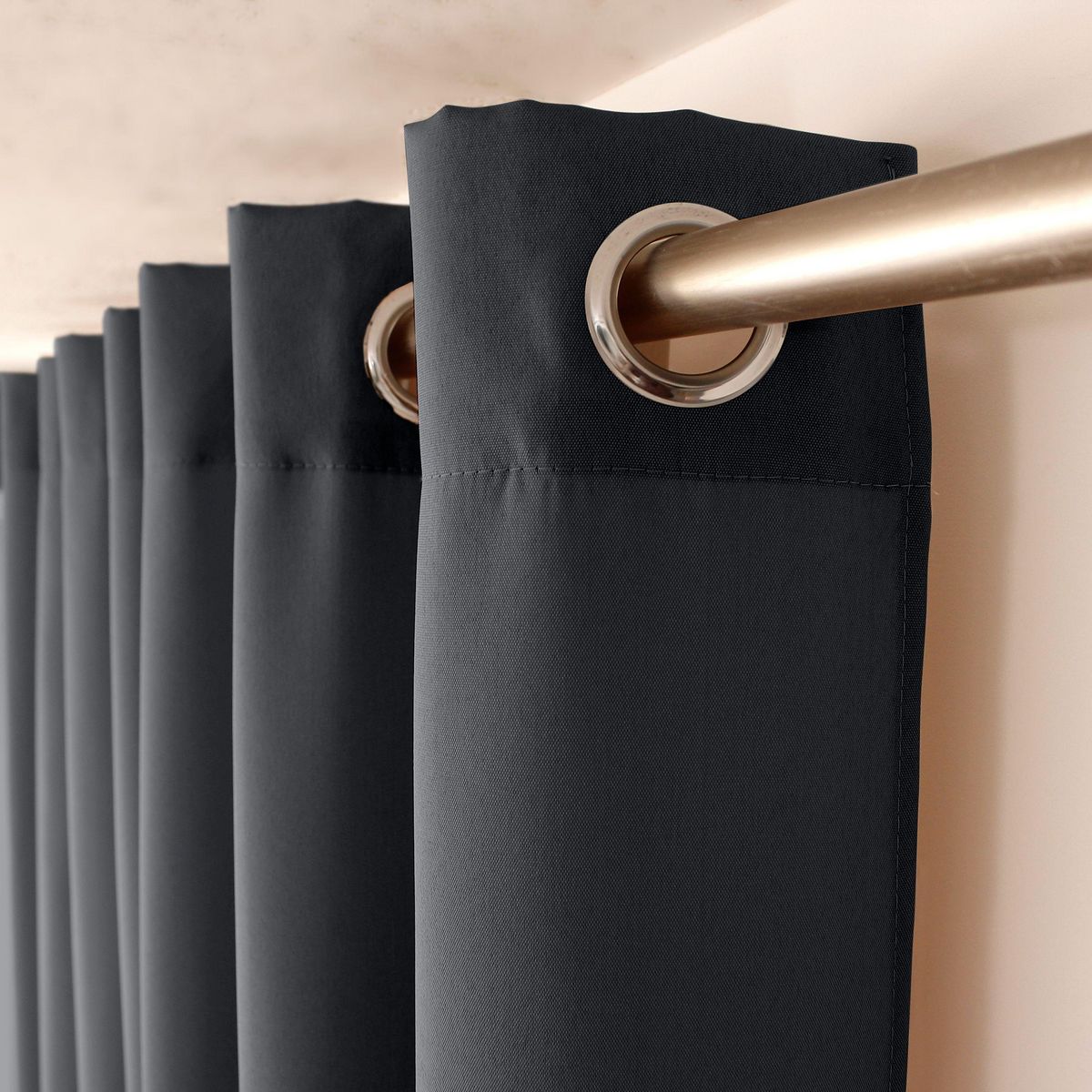 TOILINUX Lot de 2 Rideaux uni avec œillets