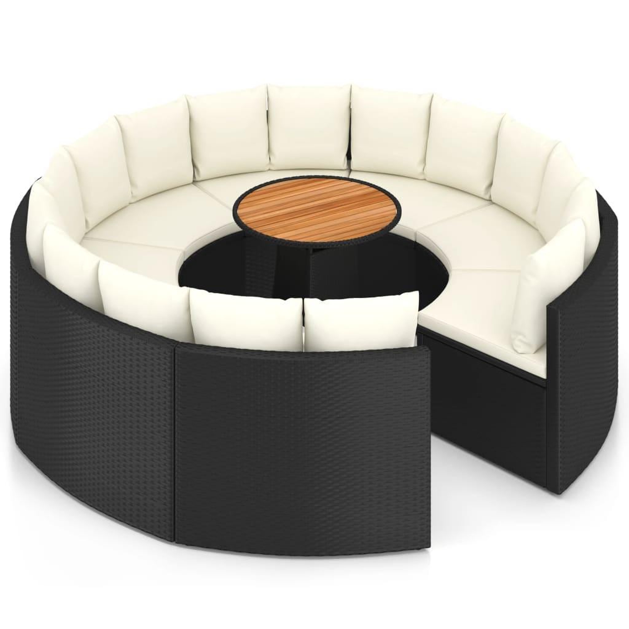 Voir la diapositive 3 : VIDAXL Salon de jardin 9 pcs avec coussins Resine tressee Noir