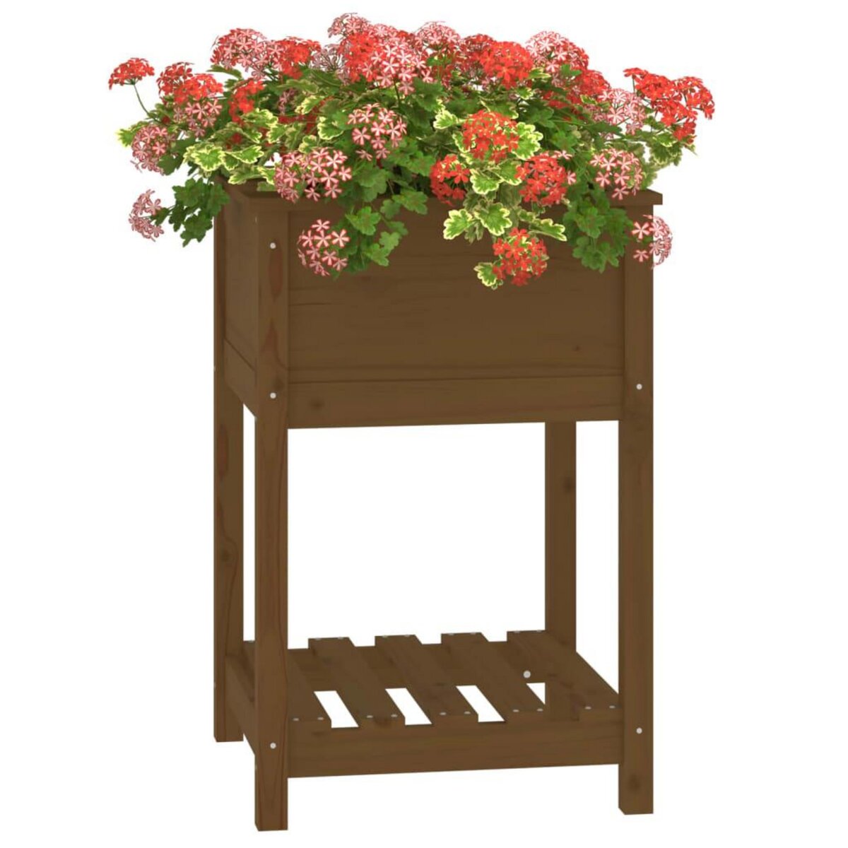 VIDAXL Jardiniere avec etagere Marron miel 54x54x81 cm Bois de pin