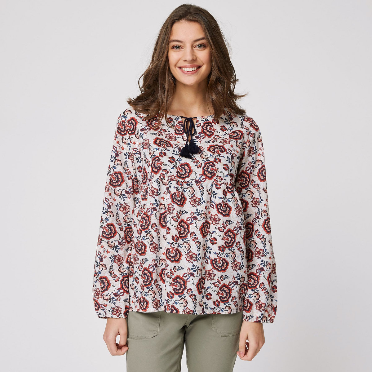 IN EXTENSO Blouse manches longues écru fleuri femme