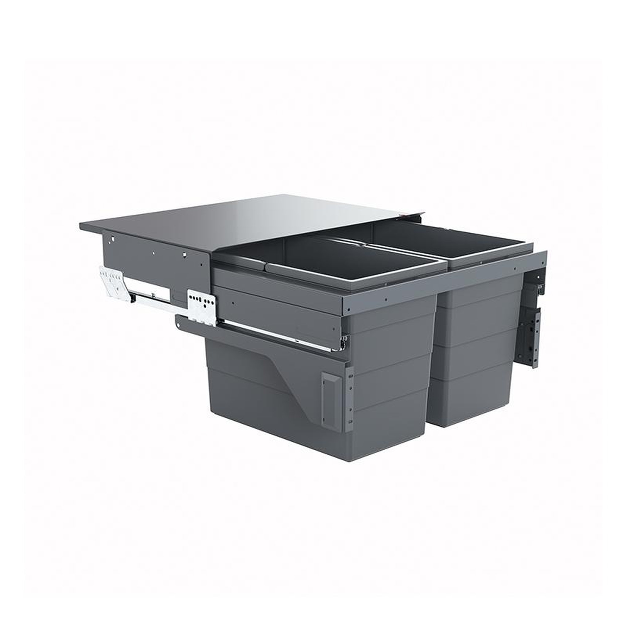 HAILO Poubelle de cuisine tri sélectif 2 bacs encastrable 60l (28+28) hailo cargo
