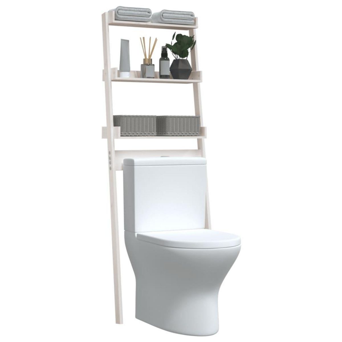 VIDAXL Etagere de toilette Blanc 63,5x32x179 cm Bois de pin massif
