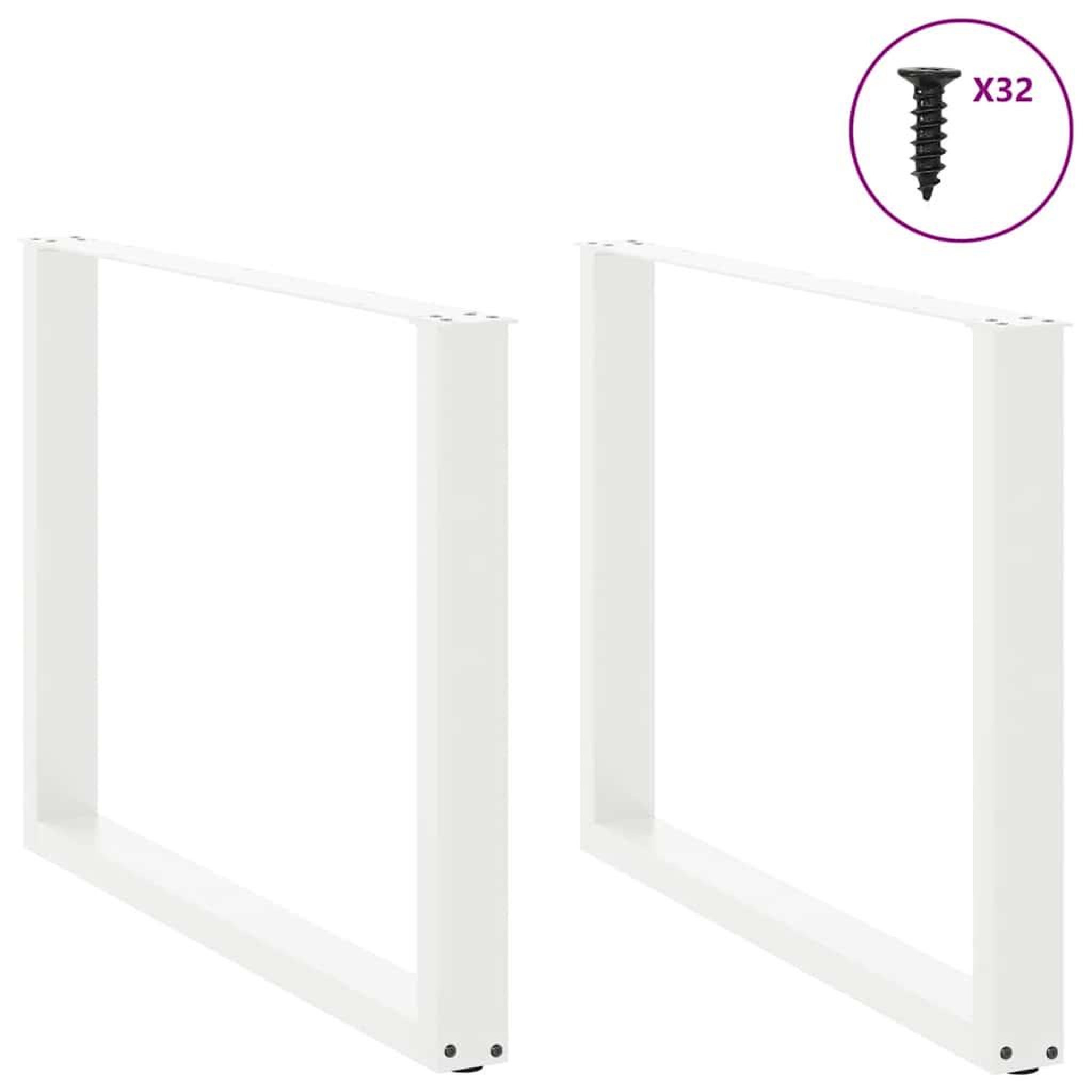 Voir la diapositive 3 : VIDAXL Pieds de table a manger forme de U 2 pcs blanc 100x(72-73) cm