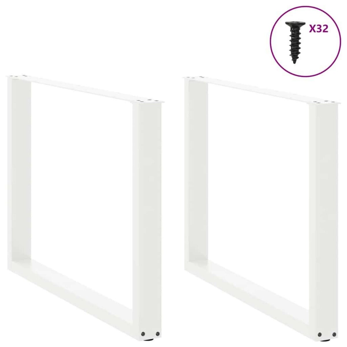 VIDAXL Pieds de table a manger forme de U 2 pcs blanc 100x(72-73) cm
