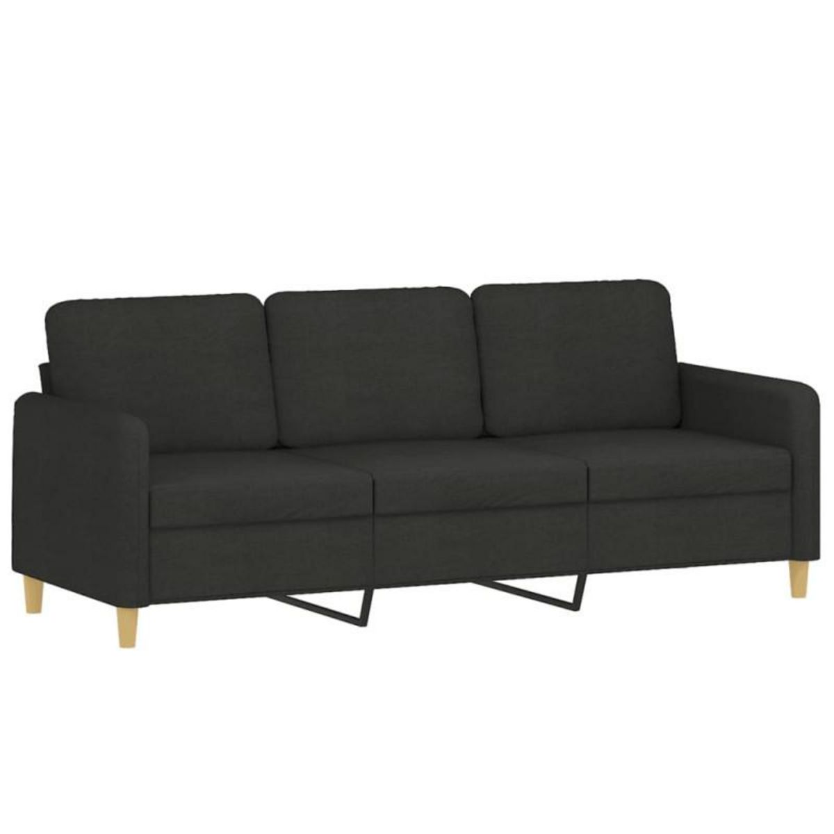 VIDAXL Canapé 3 places avec oreillers décoratifs noir 180 cm tissu