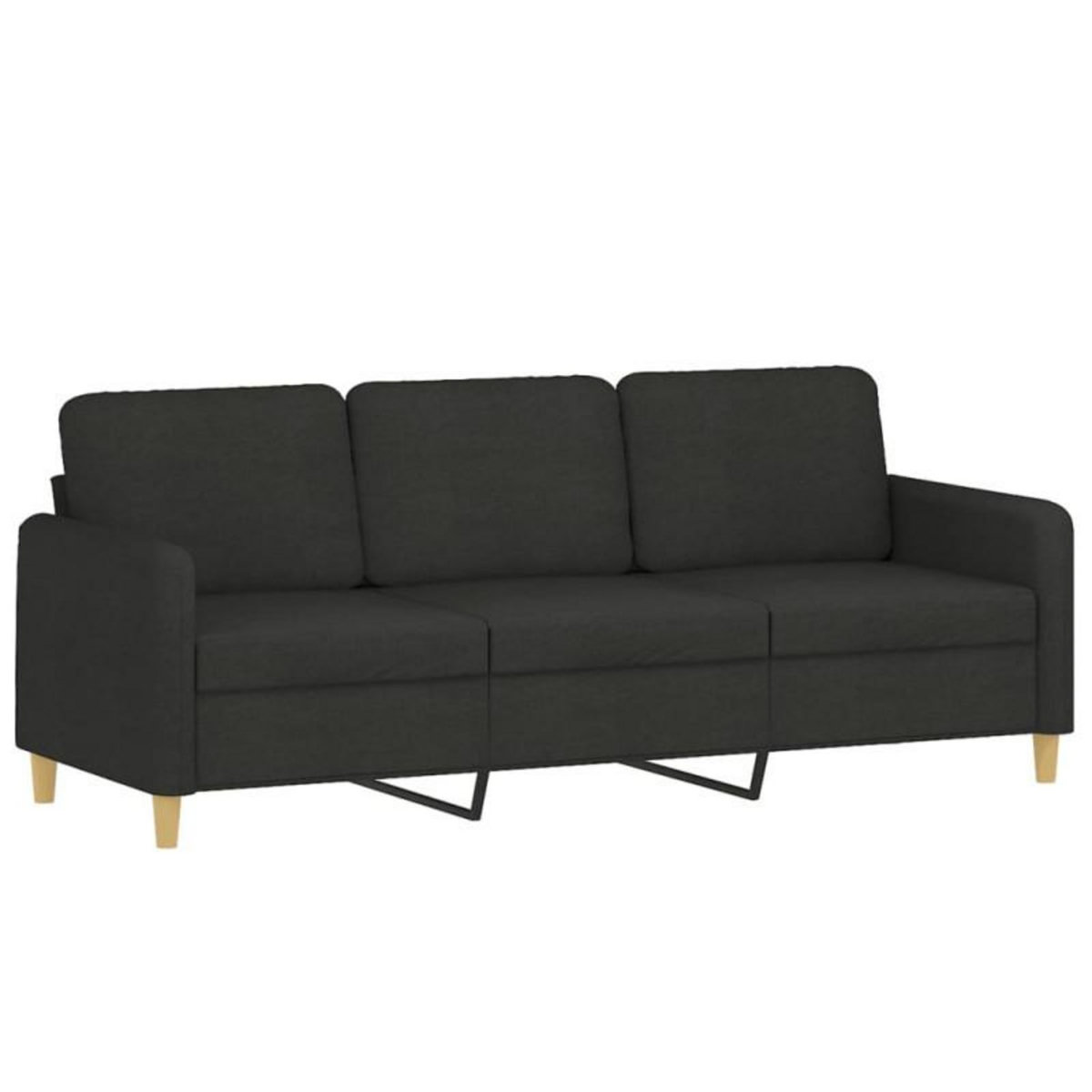 VIDAXL Canapé 3 places avec oreillers décoratifs noir 180 cm tissu