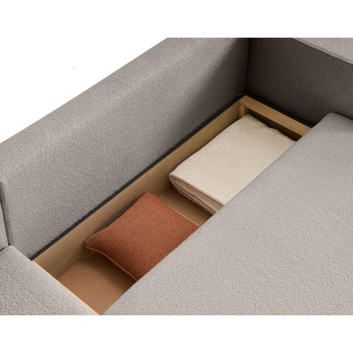 BEST MOBILIER Topaze - canapé d'angle réversible - 4 places - convertible avec coffre - en tissu bouclette