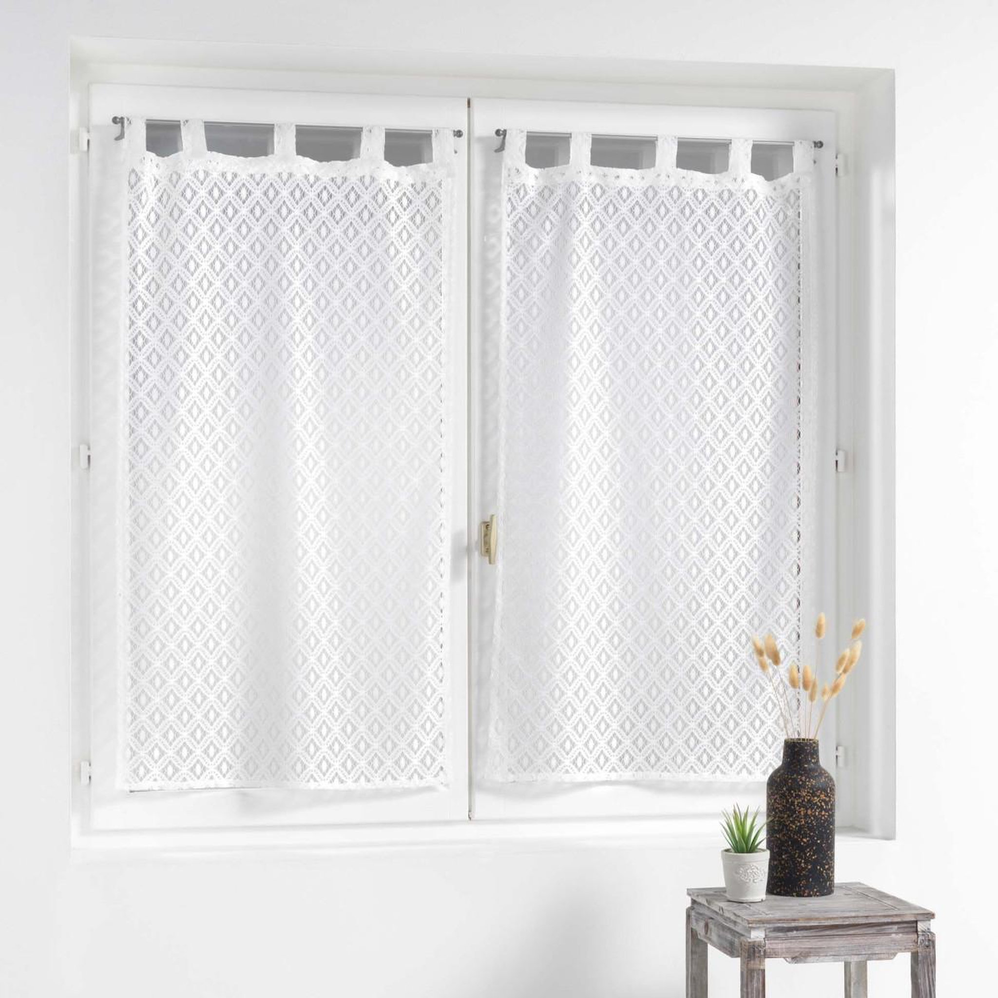 Voir la diapositive 3 : Douceur d'Intérieur Paire de voilages maille  odilia  60x90cm blanc
