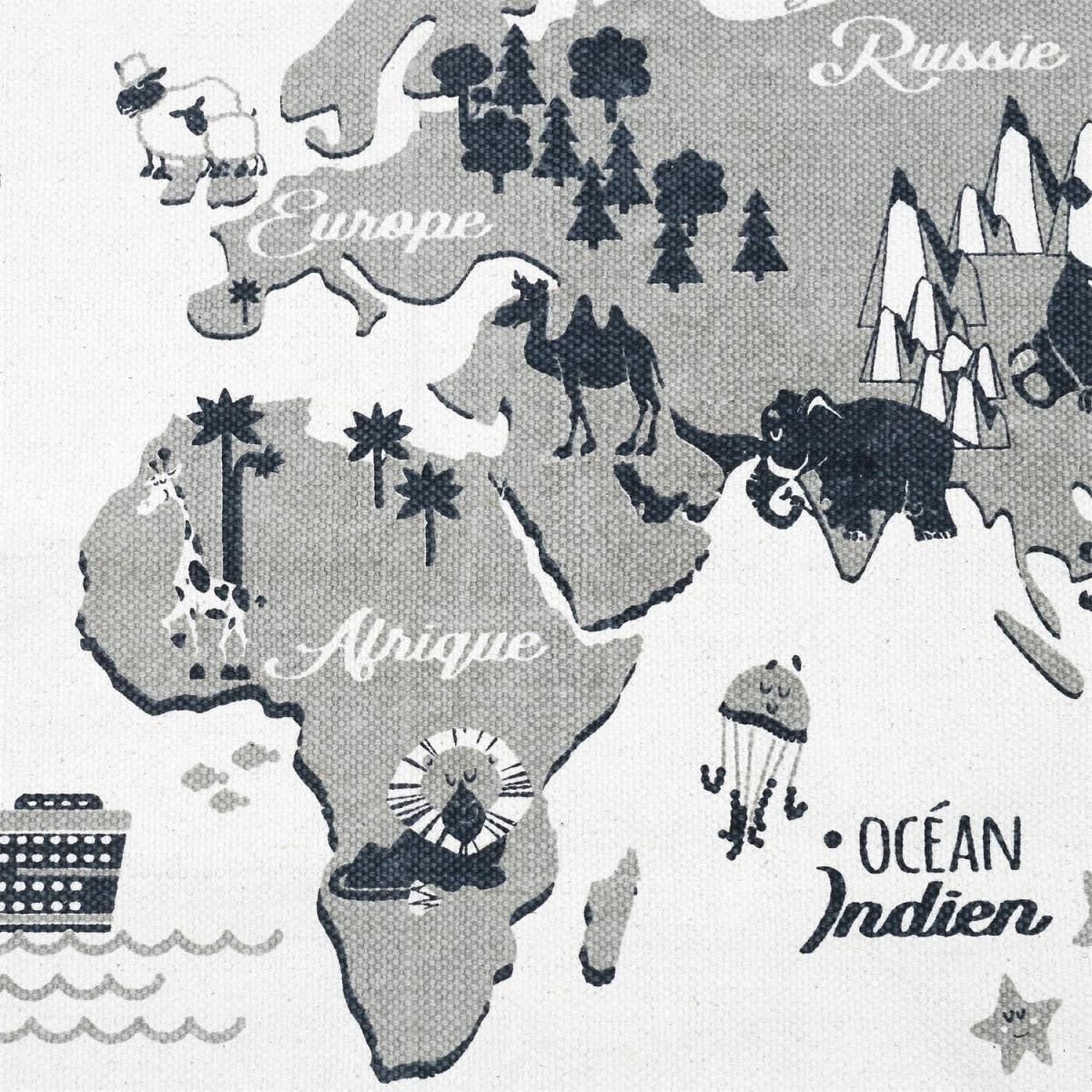 Voir la diapositive 2 : The Home Deco Factory Tapis enfant  mappemonde  70x140cm blanc & gris