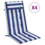 Voir la diapositive 2 : VIDAXL Coussins de chaise a dossier haut lot de 4 rayures bleu/blanc