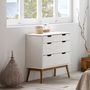 Voir la diapositive 5 : VS VENTA-STOCK Commode Baku 3 tiroirs couleur blanc, 80 cm longueur
