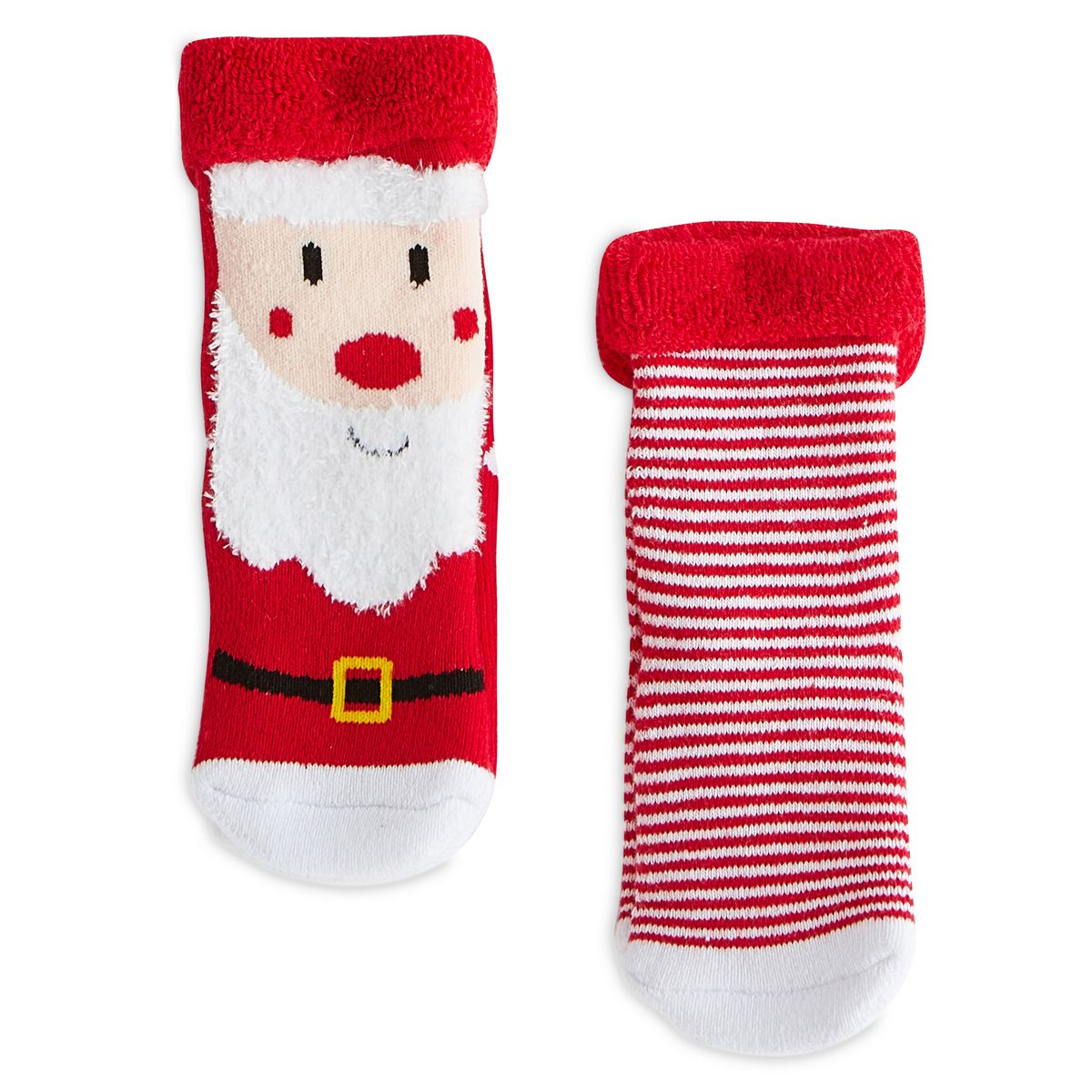 INEXTENSO Lot de 2 paires de chaussettes anti dérapantes père noël bébé