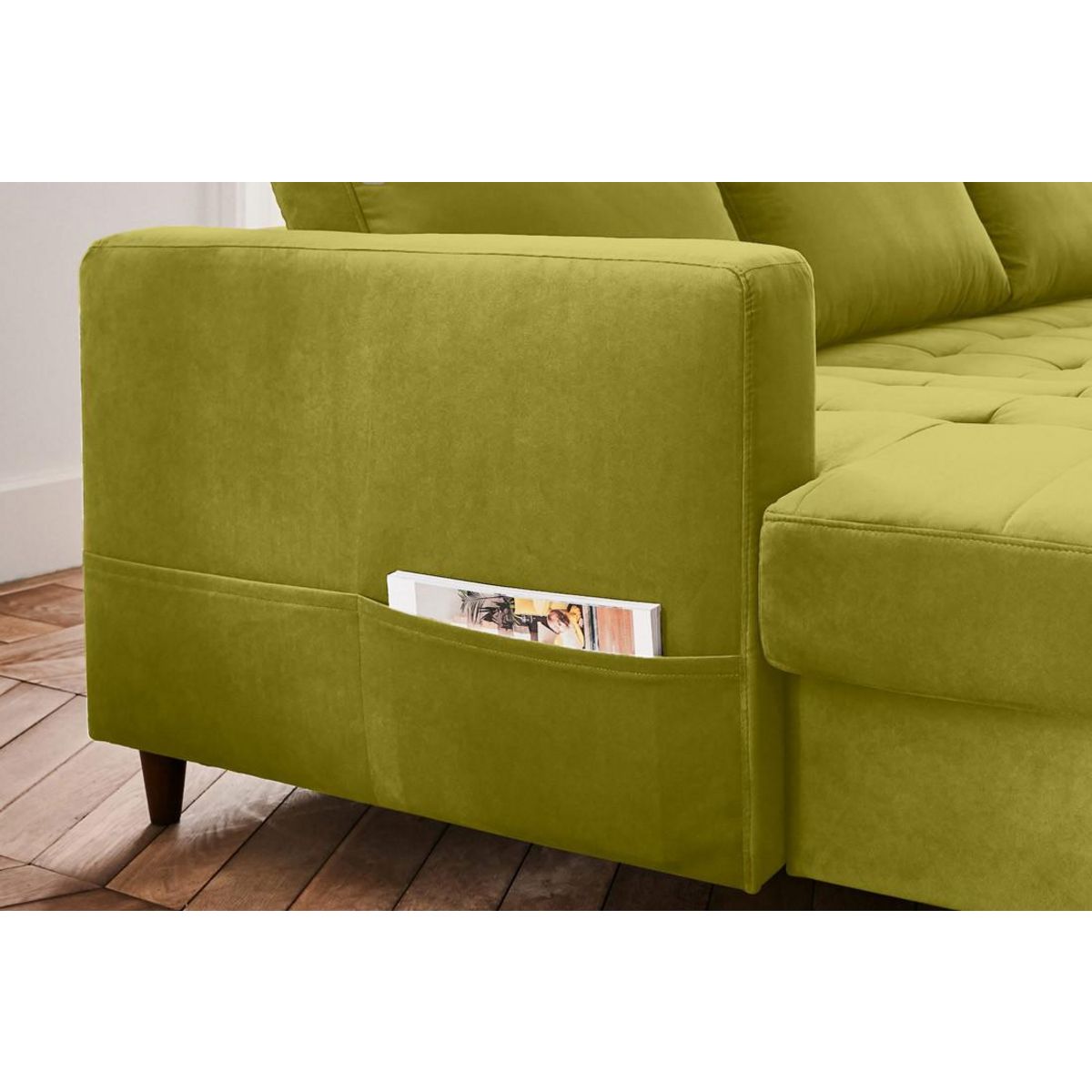 LISA DESIGN Anna - canapé panoramique d'angle droit - 7 places - convertible avec coffre - en velours