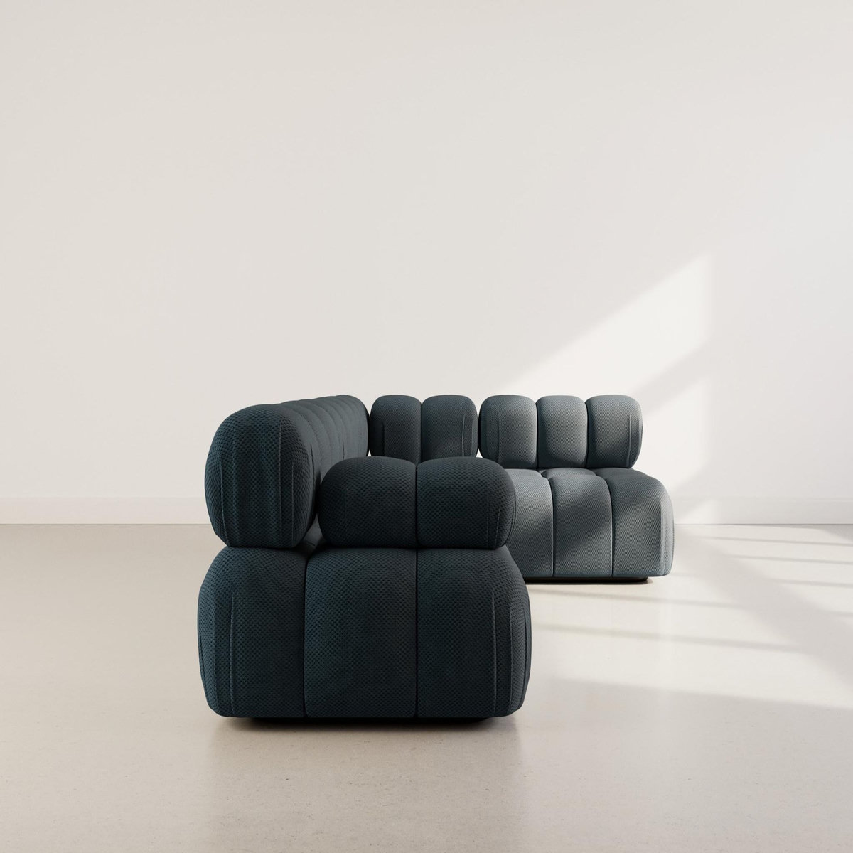 LISA DESIGN Ruby - canapé modulable d'angle droit 5 places en velours texturé