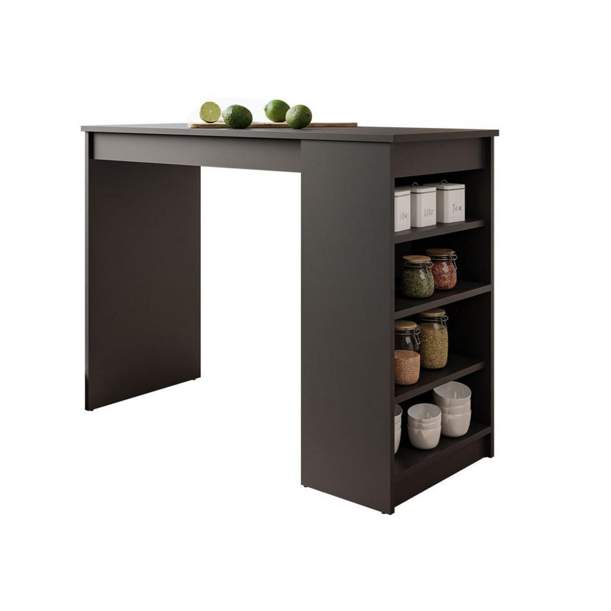 BEST MOBILIER Drazic - table de bar avec rangements - noir - de 2 à 4 personnes