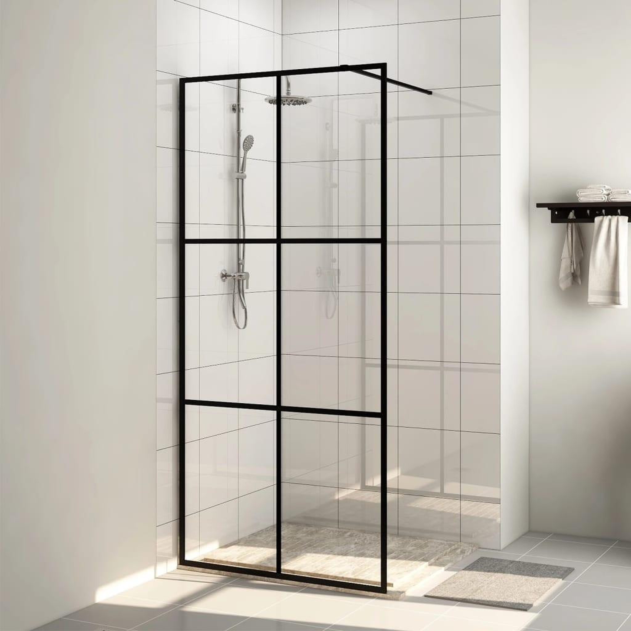 Voir la diapositive 1 : VIDAXL Paroi de douche avec verre ESG transparent 90x195 cm Noir