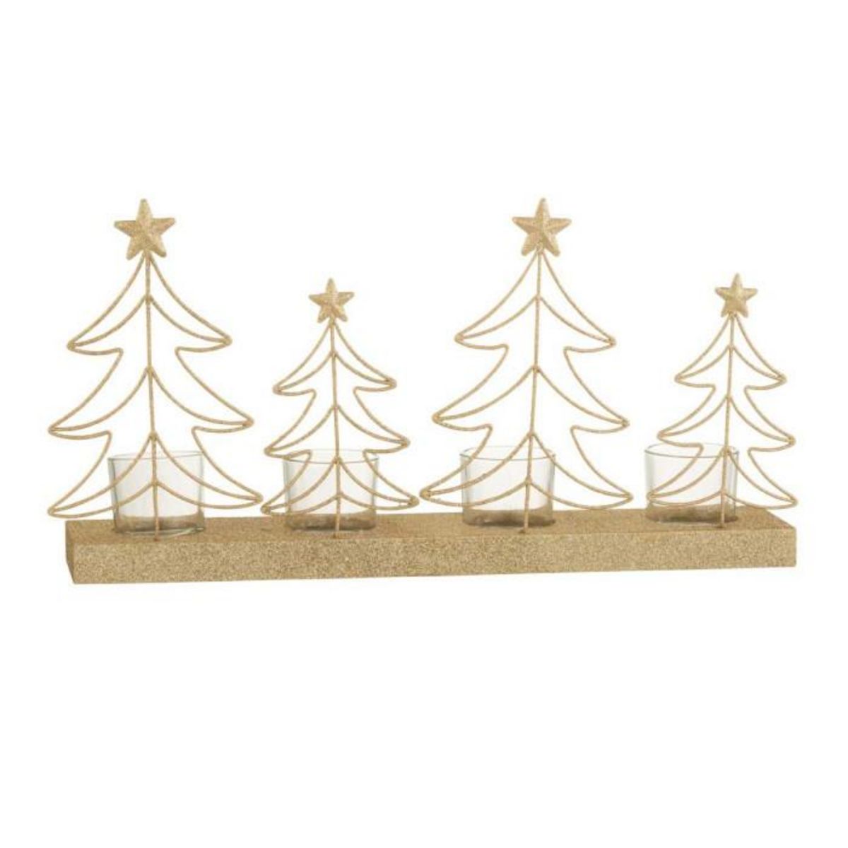 Paris Prix Photophore Déco à Paillettes  Sapins  38cm Or