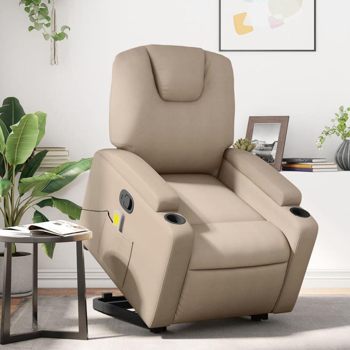 VIDAXL Fauteuil inclinable de massage Cappuccino Similicuir