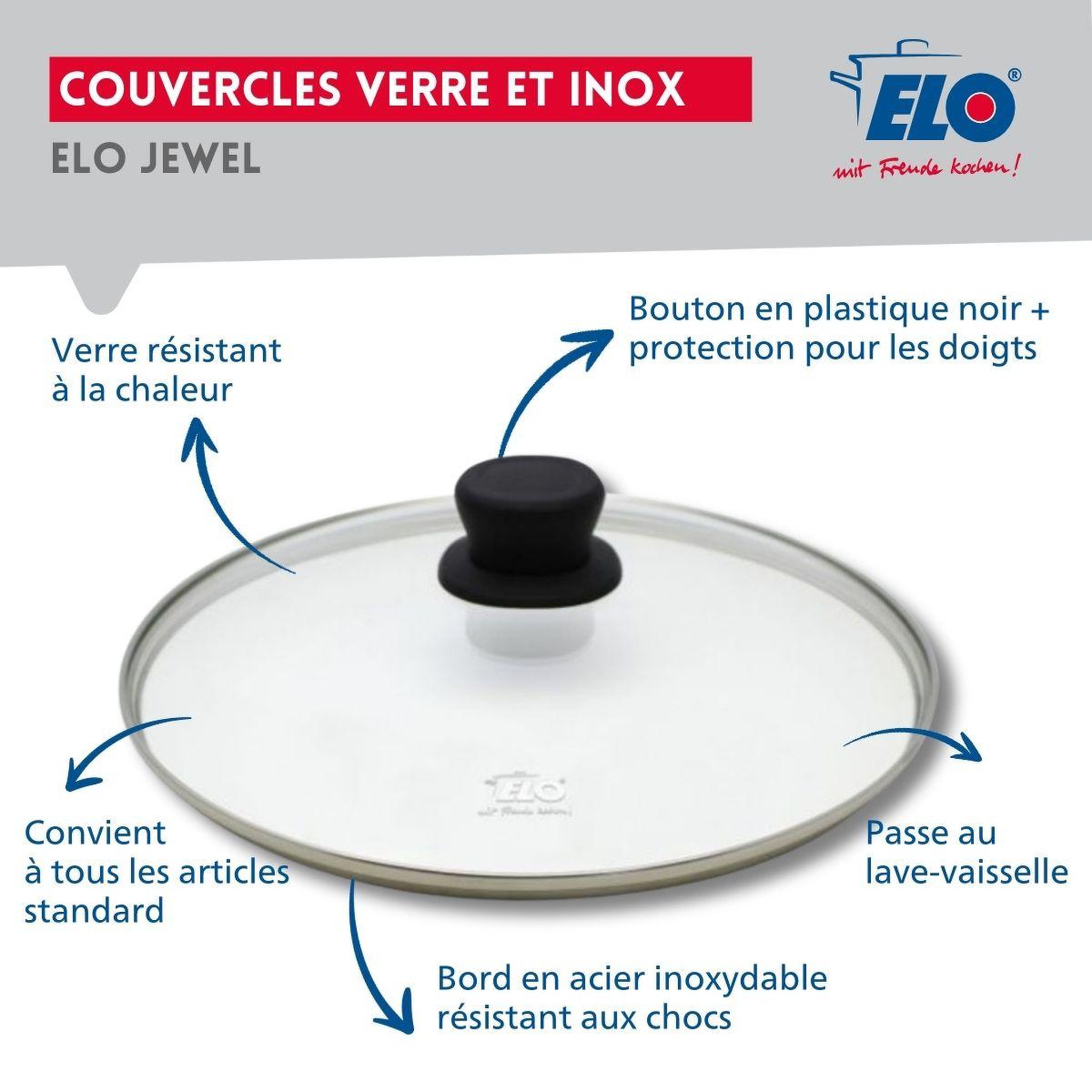 Voir la diapositive 4 : ELO Set poêle 20 cm avec revêtement céramique sans pfas et couvercle elo prima cucina