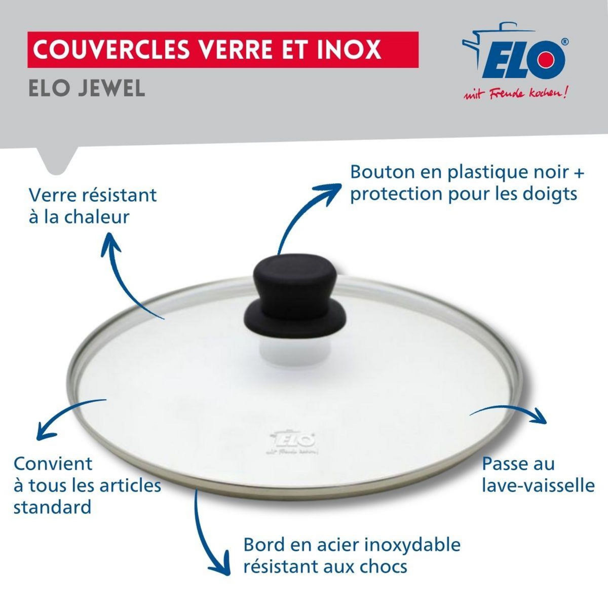 ELO Set Poêle 20 cm avec revêtement céramique sans PFAS et couvercle Elo Prima Cucina