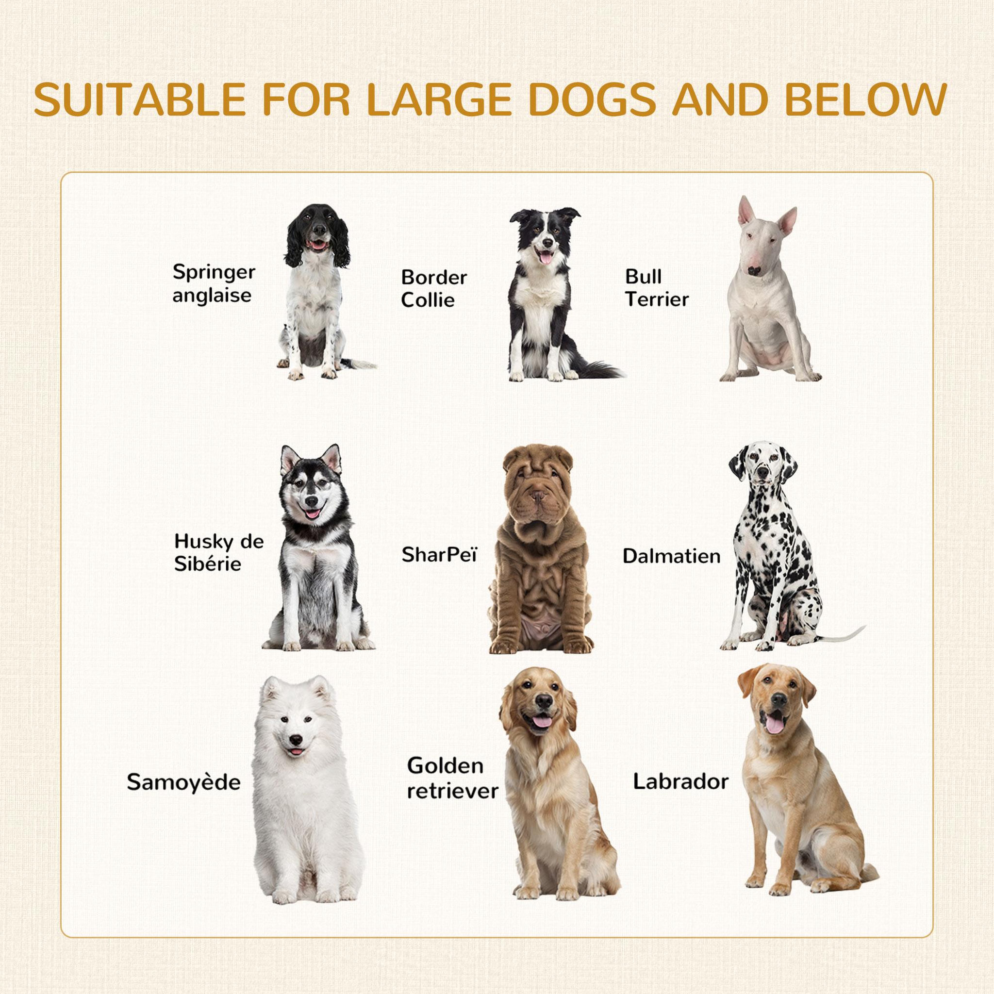 Voir la diapositive 4 : PAWHUT Cage pour chien sur pied style industriel - 2 portes verrouillables, coussin inclus - acier maillé noir panneaux aspect bois blanc