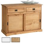 IDIMEX Buffet SAVONA en pin massif, 2 tiroirs et 2 portes. Coloris disponibles : Marron, Blanc