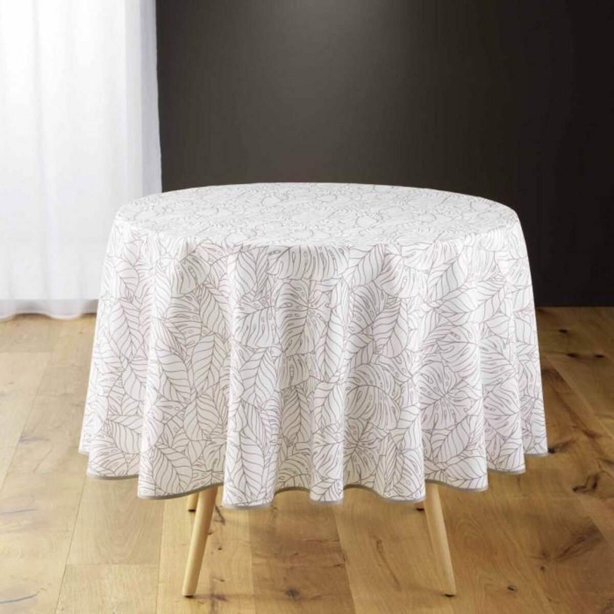 Paris Prix Nappe Ronde Imprimé  Solea  180cm Blanc
