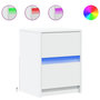 Voir la diapositive 2 : VIDAXL Armoires de chevet et lumieres LED 2pcs blanc bois d'ingenierie