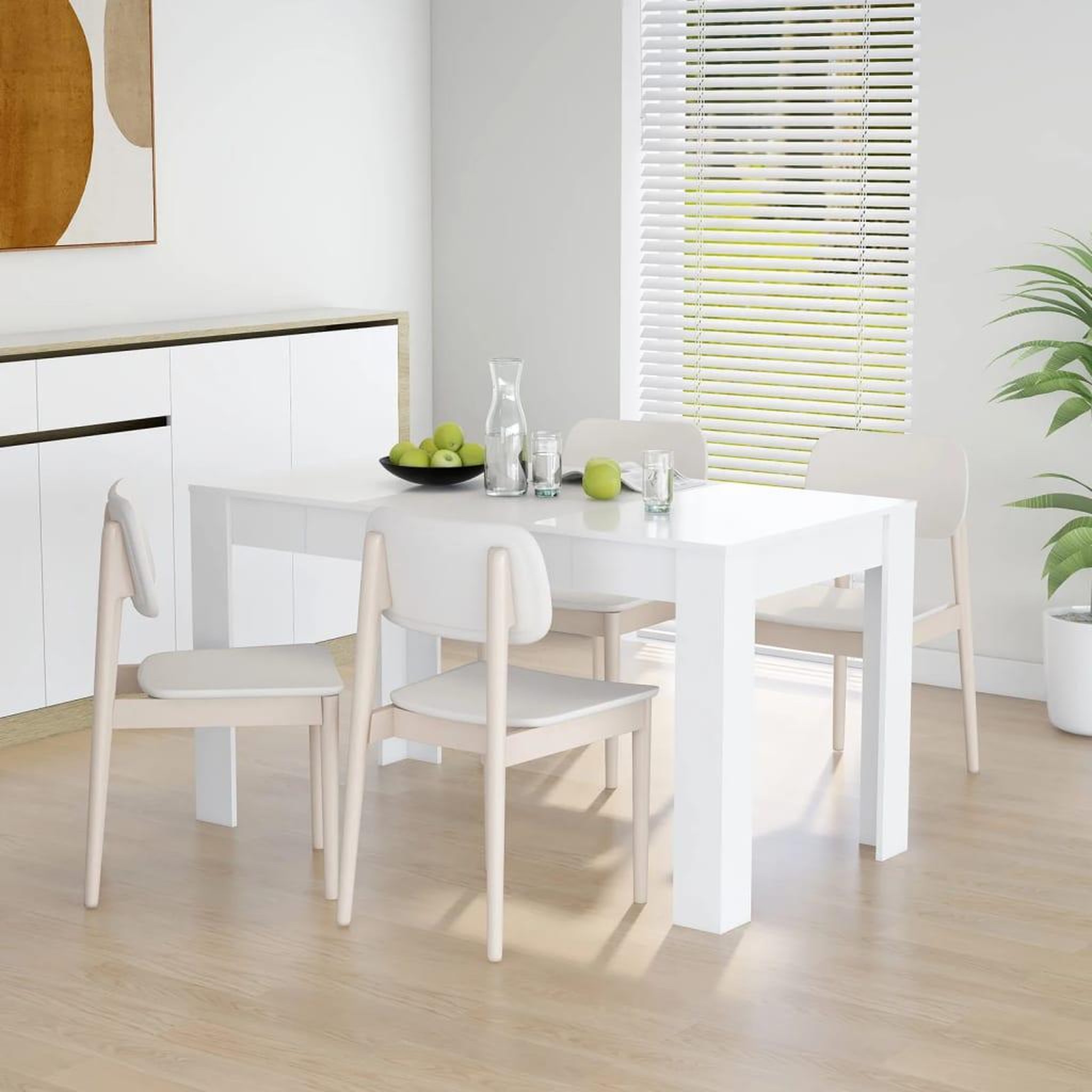 Voir la diapositive 1 : VIDAXL Table a manger Blanc 140x74,5x76 cm Bois d'ingenierie