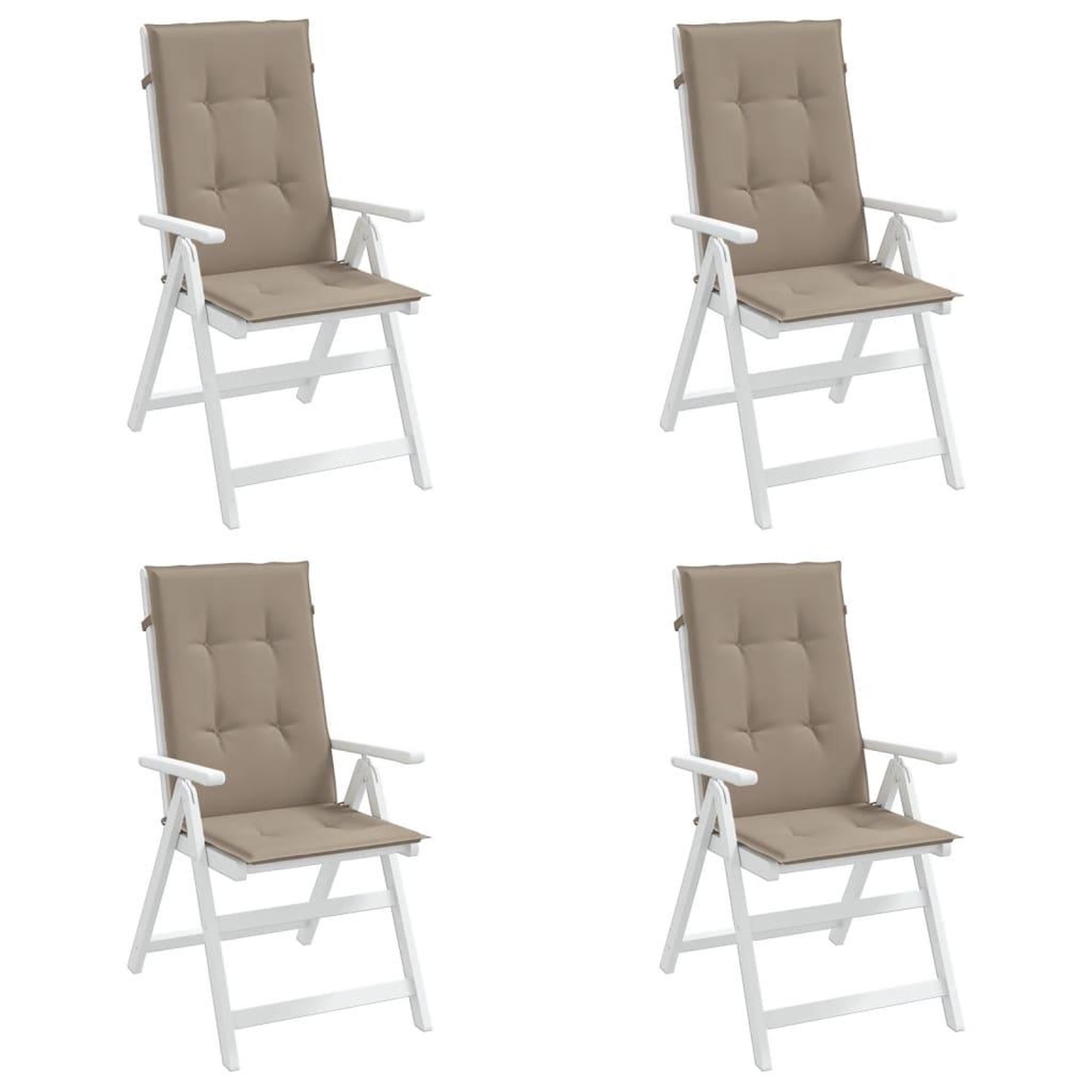 Voir la diapositive 4 : VIDAXL Coussins de chaise de jardin dossier haut lot de 4 taupe tissu