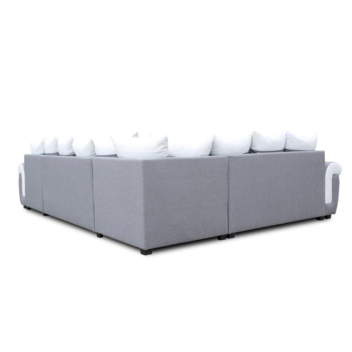BEST MOBILIER Henry - canapé panoramique d'angle réversible - 7 places - convertible avec coffre - en tissu et pu