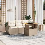 VIDAXL Salon de jardin avec coussins 5 pcs beige resine tressee