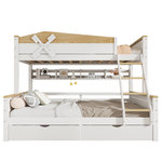 MERAX Lit superposé 140x200(90x200)cm coloris blanc+naturel pin